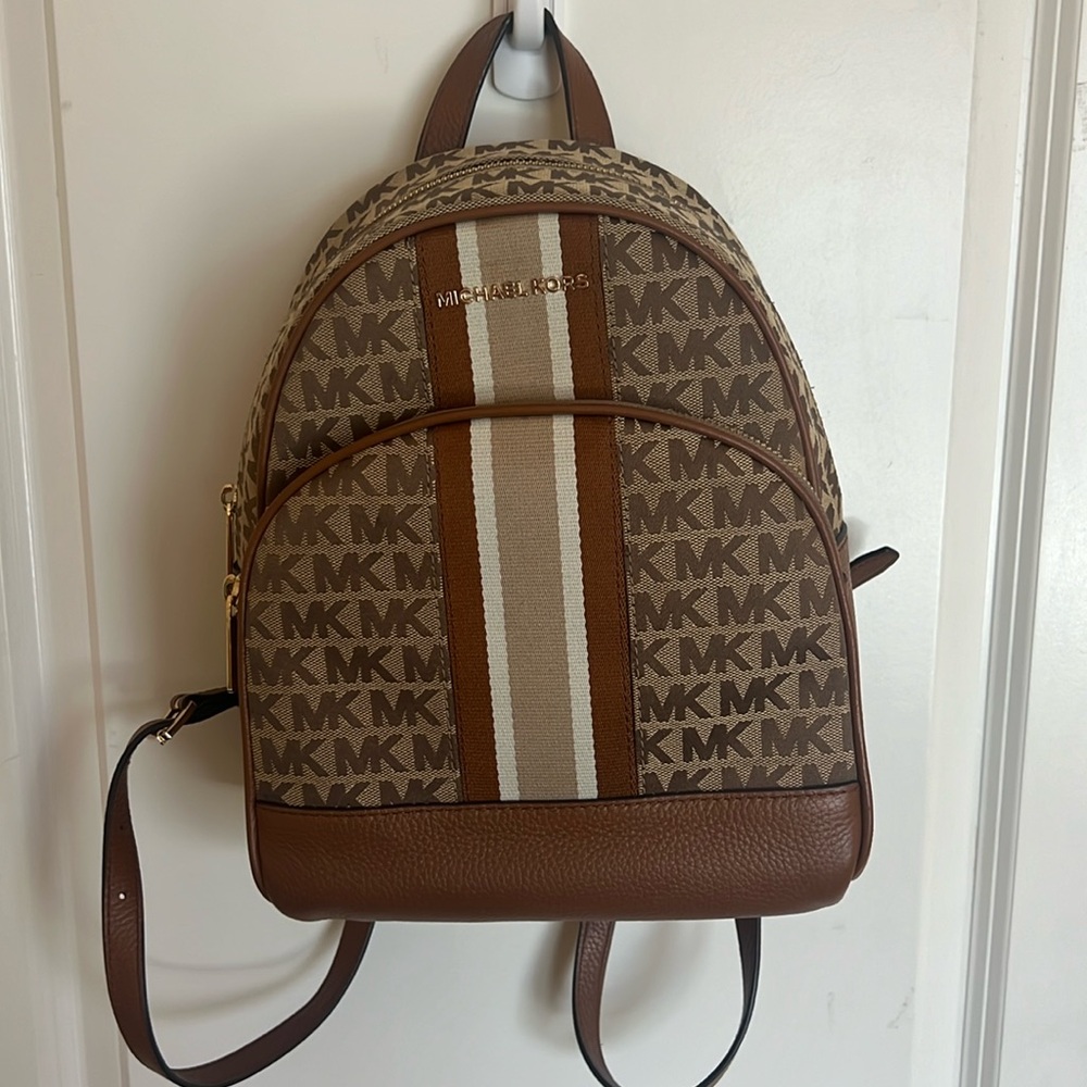 Tan Logo Michael Kors Backpack
